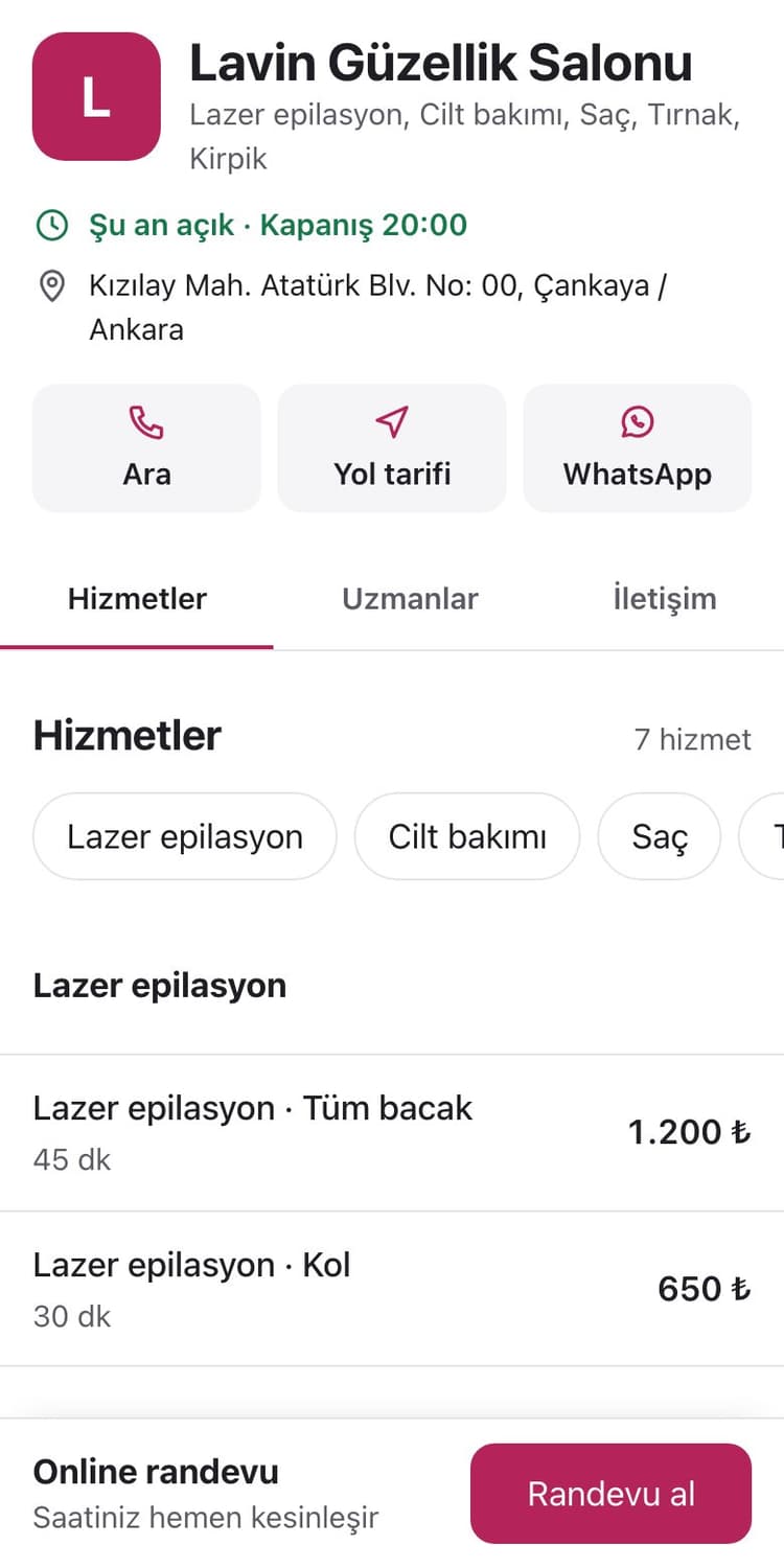 Güzellik Merkezi Programı ekran görüntüsü