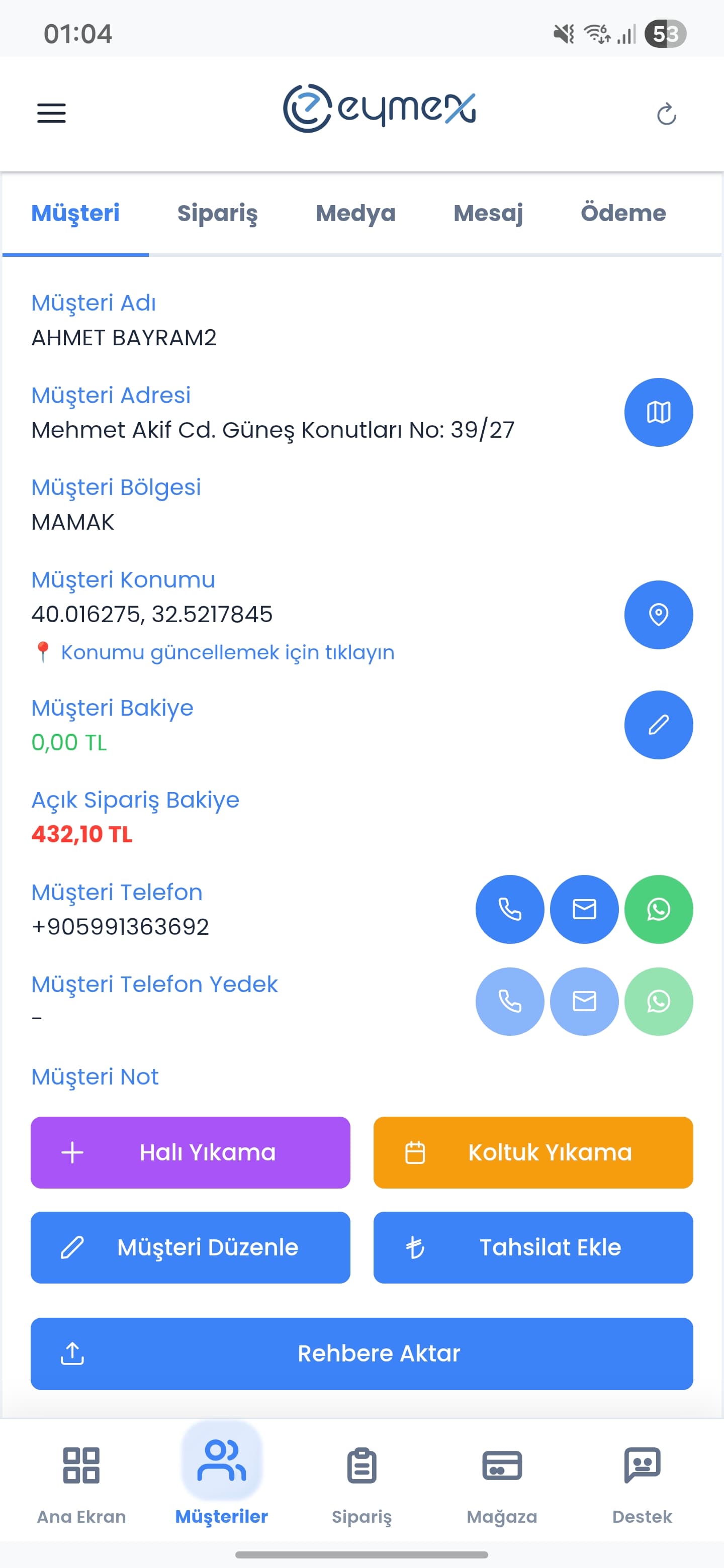 Eymex Müşteri Detay - Kapsamlı müşteri takip ve detay bilgileri